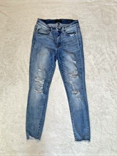Judy Blue Jeans Women's Size 5/27 Skinny Fit Distressed Frayed Hem Stretch Blue