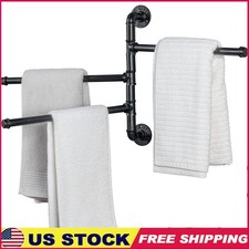 Rustic Pipe Towel Rack Wall Mount Metal Bath Kitchen Towels Robes Organizers New