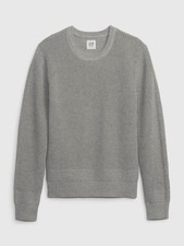 NEW 40 GAP Kids Boys Heather Gray Waffle Knit Crewneck Sweater Small 6-7 YRS