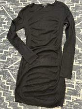 Womens Express Black Body Con Ruched Long Sleeve Dress size Small