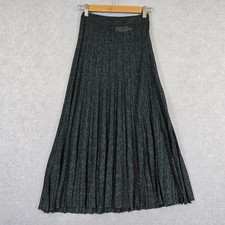 Zimmermann Skirt Womens 0 Black Metallic Sparkling Luminosity Lurex Midi Ribbed 