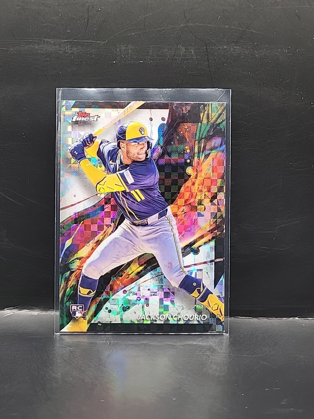 Jackson Chourio 2024 Topps Finest #11 RC Checkerboard Refractor Brewers