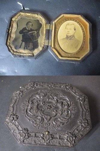 Civil War Era Tintype Drummer Boy & Soldier 2 Photos