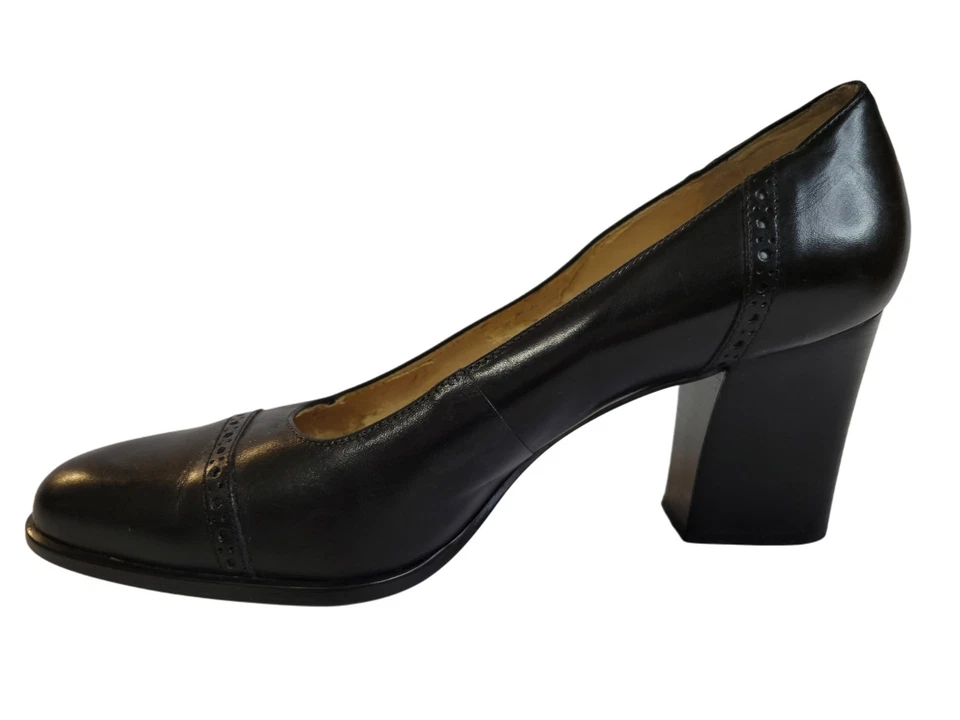 Enzo Angiolini Womens Shelby Black Leather Pumps 8.5 M Block Heel - Imagem 3 de 4