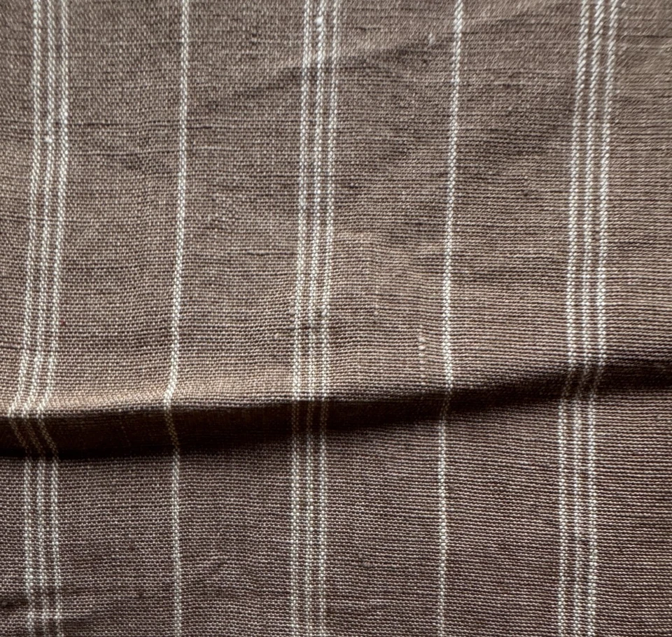 Ralph Lauren Mead Linen Stripe Fawn India Fabric Remnant 24"x24" - Image 2 of 3