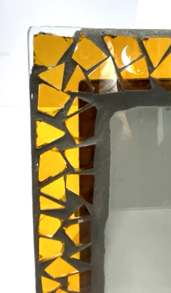 Витражная мозаичная рамка для картин вмещает картину 6 x 4 дюйма желтая - Изображение 2 из 4