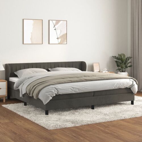 Springs roller with dark grey mattress 200x200 cm velvet-