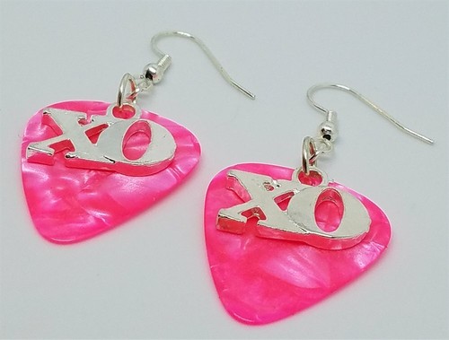 XO Charm Guitar Pick Earrings - Pick Your Color - Picture 2 of 7