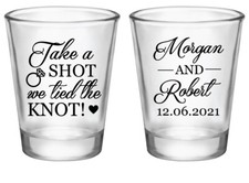 Personalized wedding shot glasses, take a shot we tied the knot, wedding favors Personalized wedding shot glasses, take a shot we tied the knot, wedding favors - Image 1