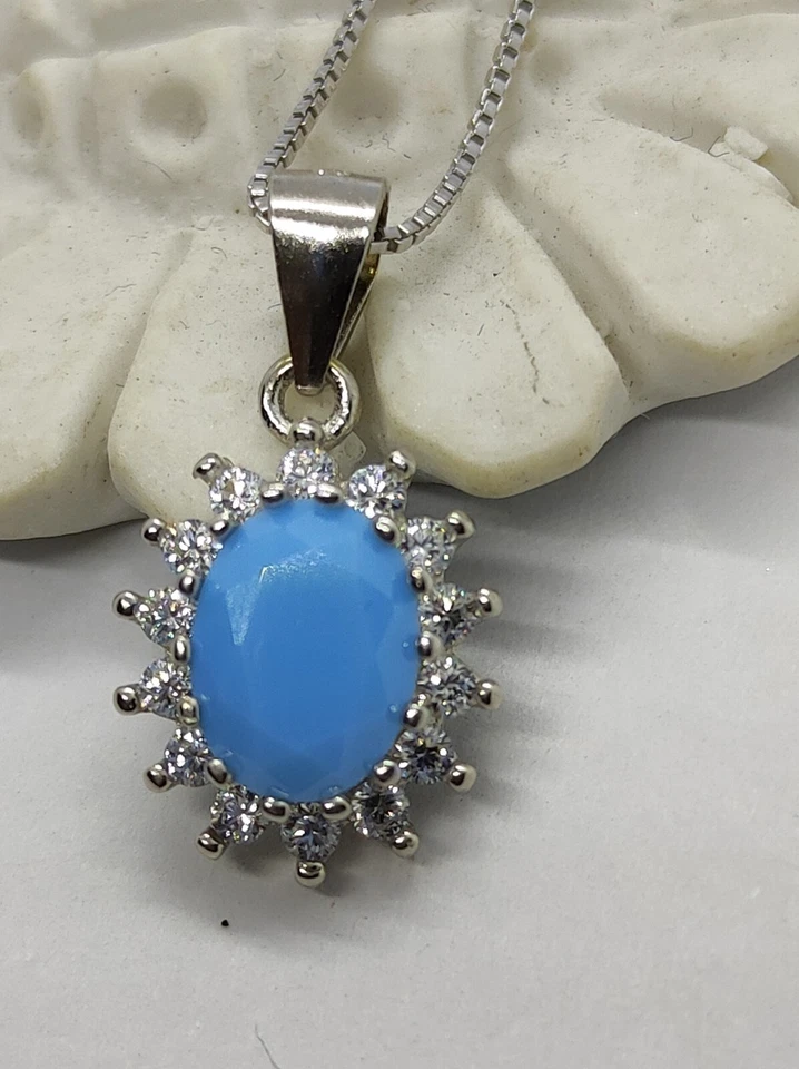 collana donna argento 925 con pendente kate pietra azzurra angelite - Immagine 4 di 4