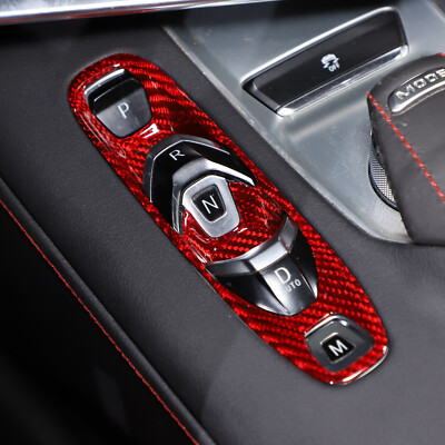 Real Carbon Fiber Transmission Button Frame Trim Cover Fits