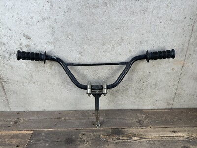 Black Wald Bmx Vintage Handlebars Bars And Double Clamp Stem Set
