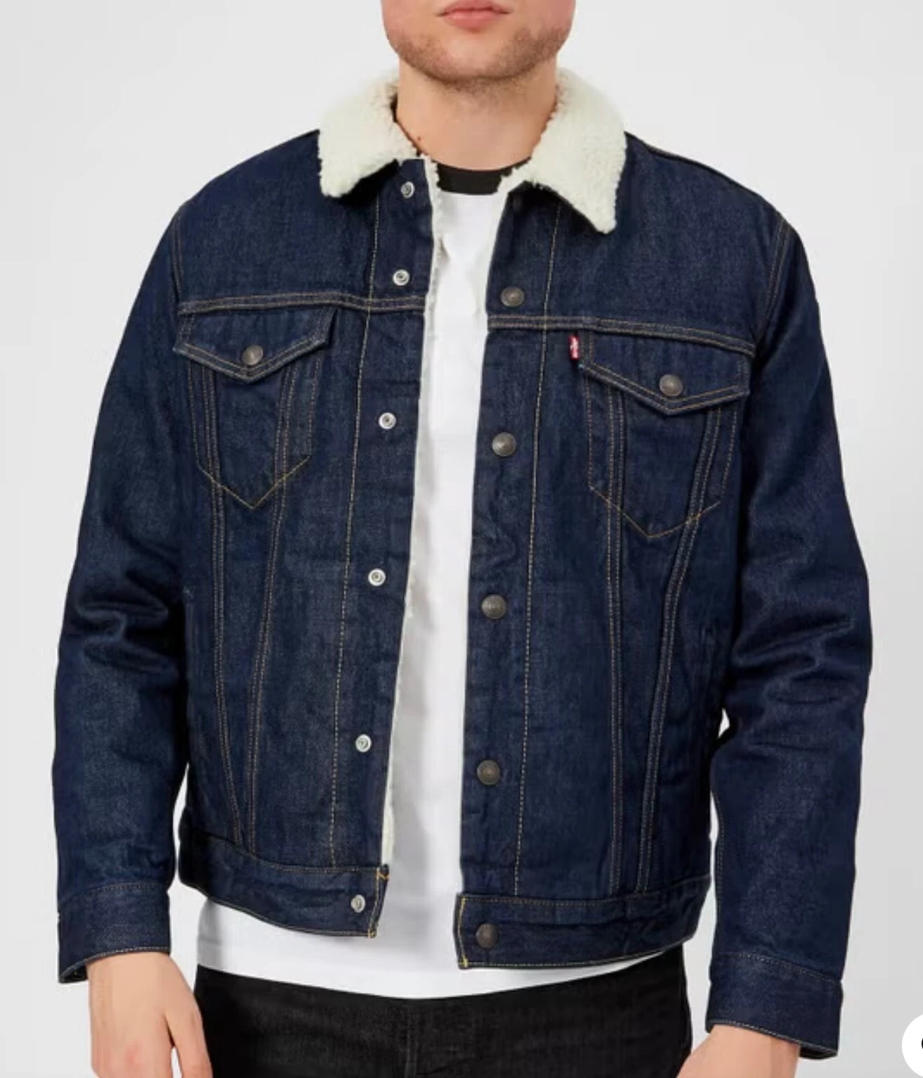 Levi's Navy Denim Jacket with Sherpa Collar