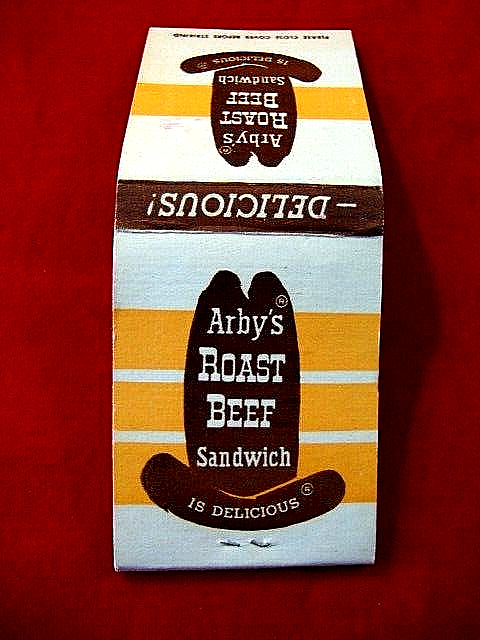 Vintage Matchbook from Arby's Restaurant 1960s Roast Beef Sandwich is ...