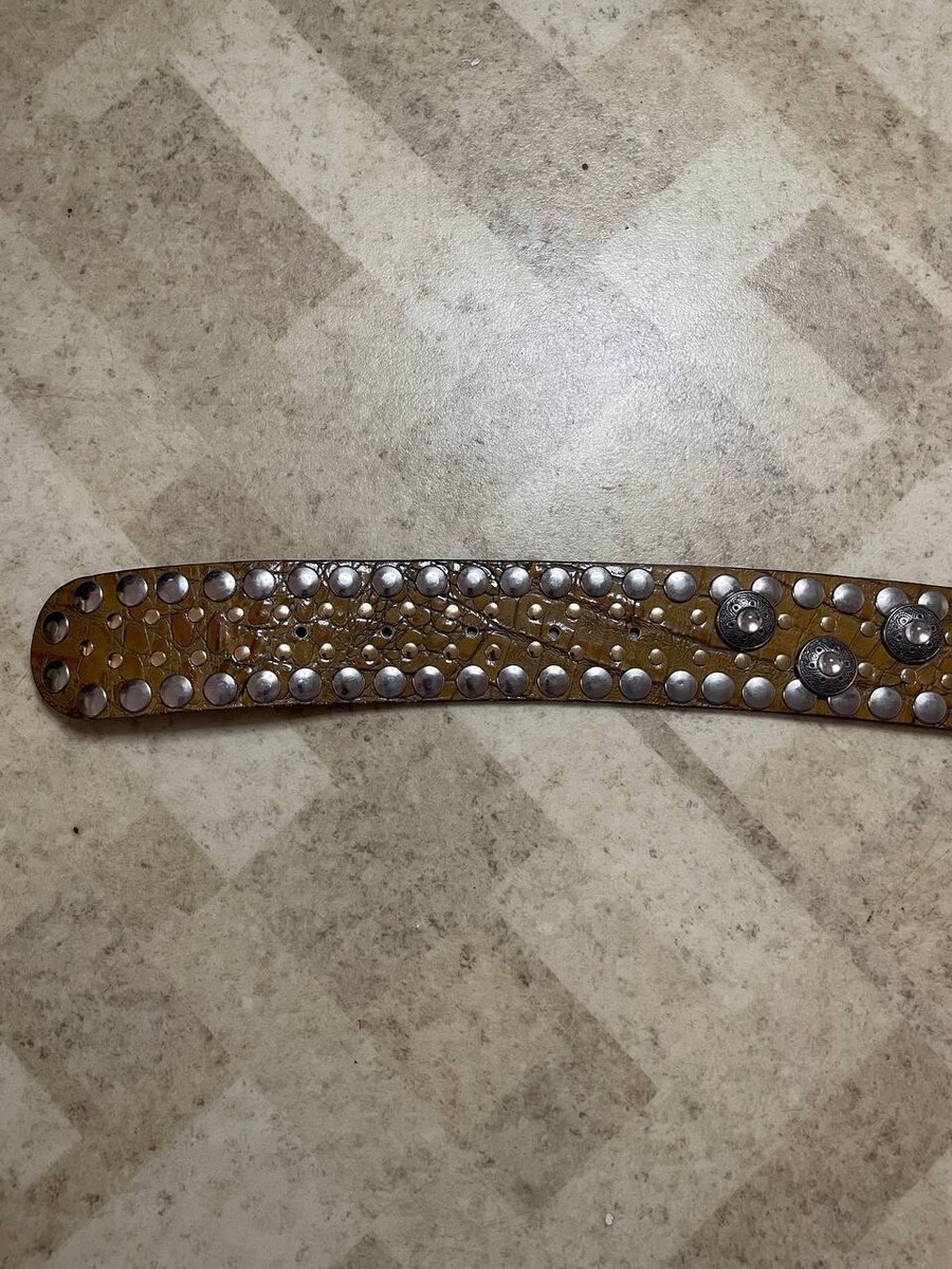 nanni レザーベルト 85/34 USED（2） RARE NANNI LEATHER BELT STUDDED WESTERN 85/34 LGB If Six Was