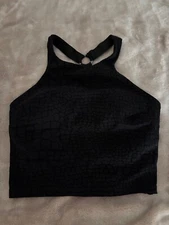 Michi Black Sleeveless Crop Top, Size S/P