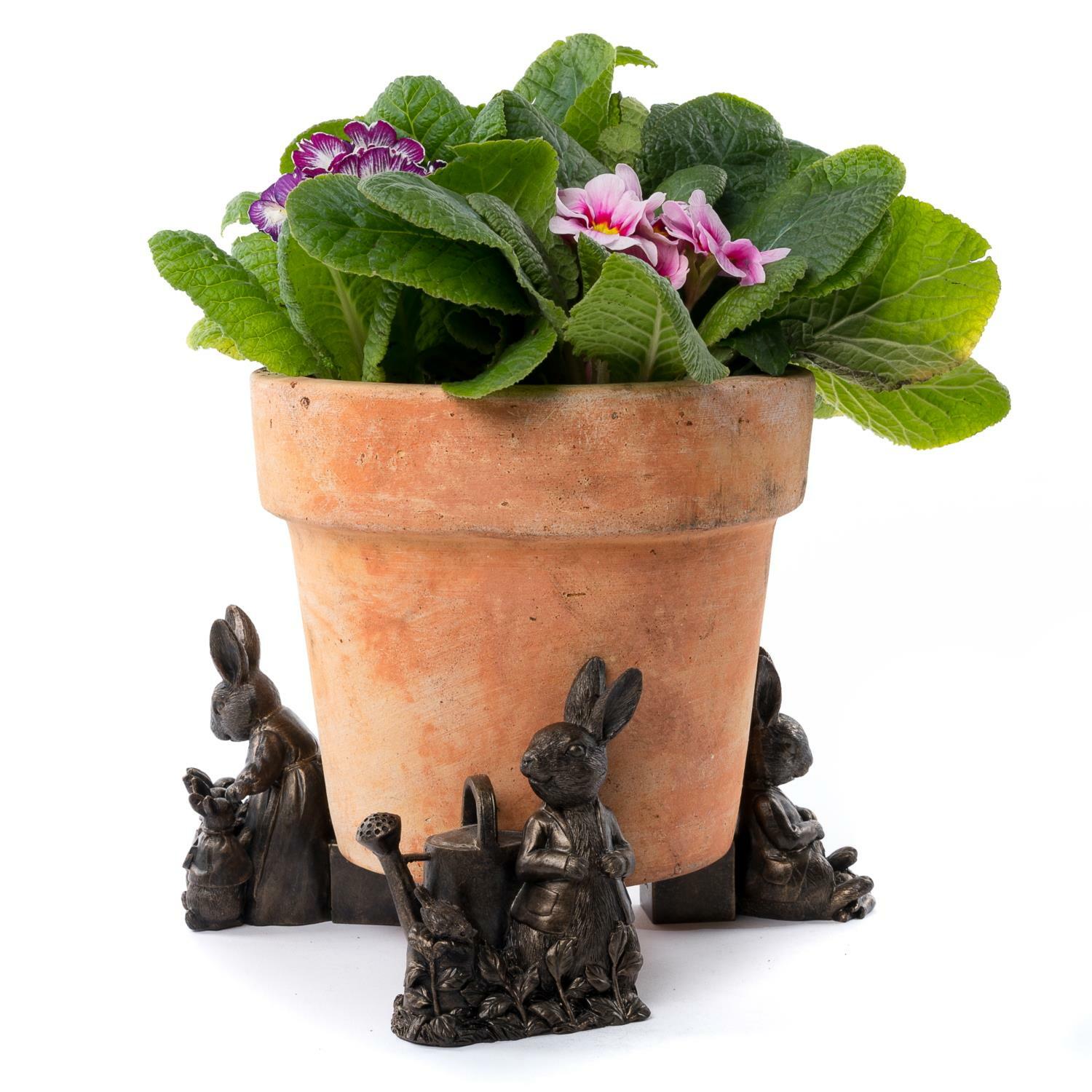 Potty Feet Peter Rabbit Polyresin Trio Set Of 3 Bronze Coloured Plant Pot Foot