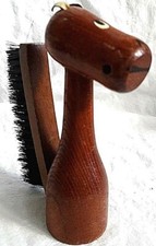 Vintage 60s Wood Horse Shaped shoe shine brush with Face Collectable flea mkt