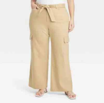 NWOT Ava & Viv High Rise Relaxed Fit Baggy Wide Leg Trousers Size 24