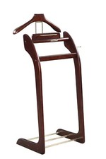 Wooden Suit Valet Stand w/ Tray Hanger Pants Rack Tie Bar Clothes Organizer