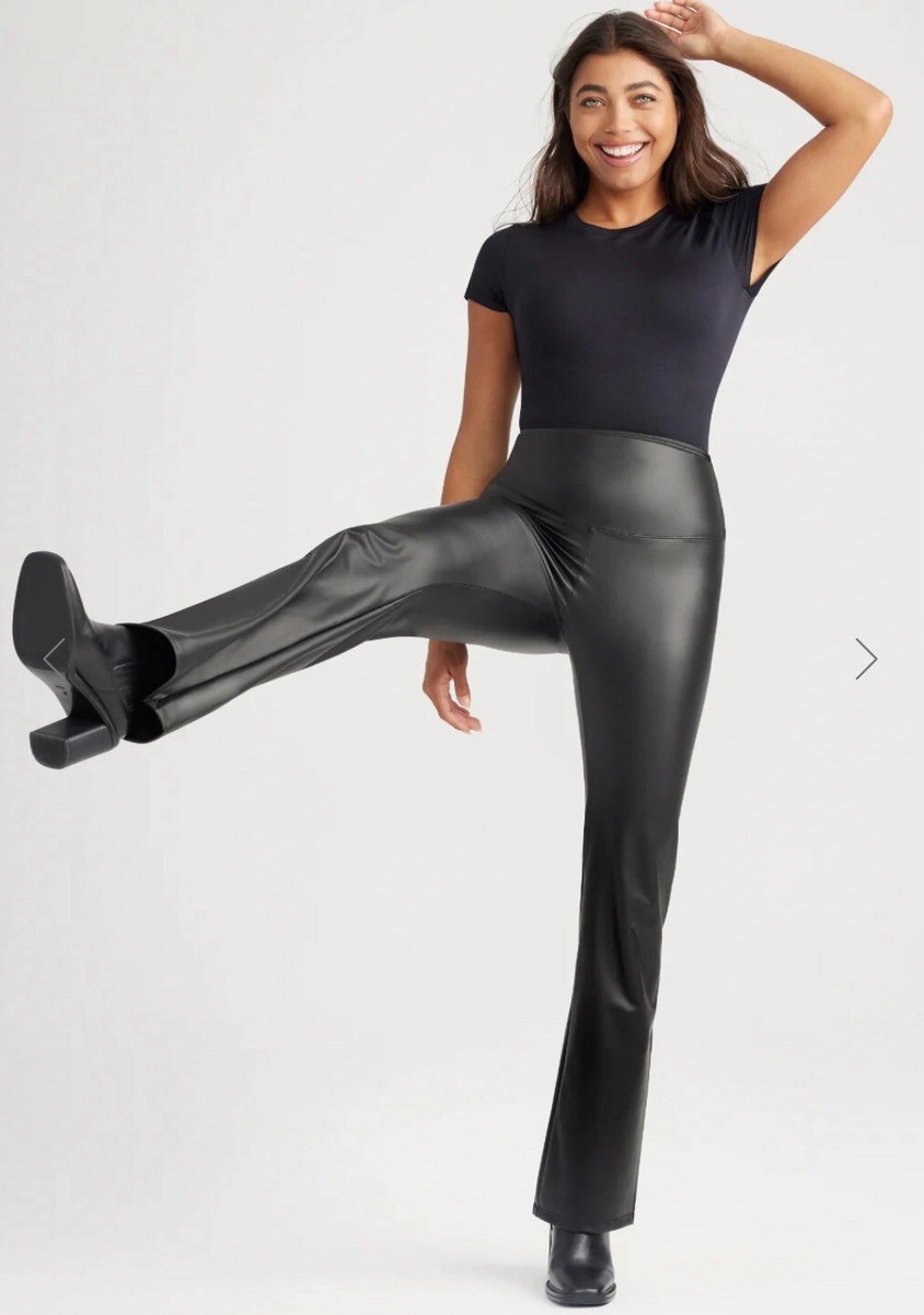 Yummie womens Faux Leather Shaping Legging Hosiery Boot Cut, Black