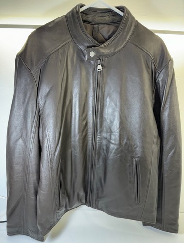 Marc New York Men's Leather Moto Jacket Espresso Size M