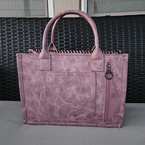Montana West Whipstitch Concealed Carry Tote Bag Western Crossbody Bag Pink - Picture 8 of 9