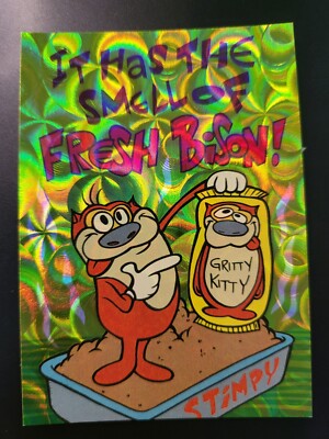 Stimpy Smells 1993 Topps Ren Stimpy Smell Fresh Bison PRISMATIC CIRCLES card #40 | eBay
