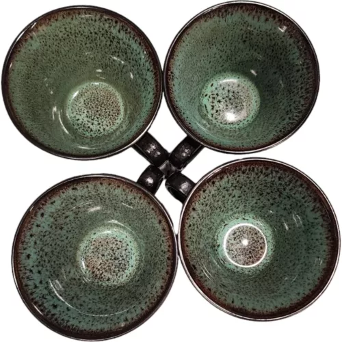 Gabbay Fusion By Gibson USA Speckled Tea Coffee Cup Wasabi Green Set Of 4