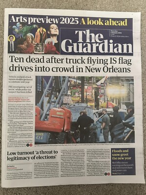 The Guardian 2nd January 2025 2/1/25 New Orleans Terror Attack & Arts Preview