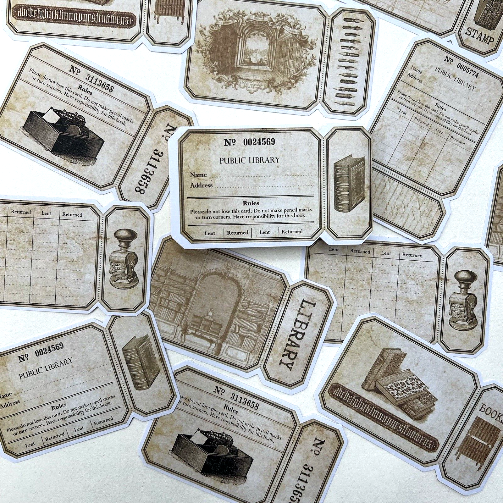 Vintage Style Library Office Collage Stickers Junk Journal Scrapbooking