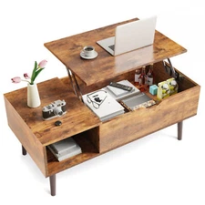 Wooden Lift Top Coffee Table with Hidden Storage Compartment for Living Room