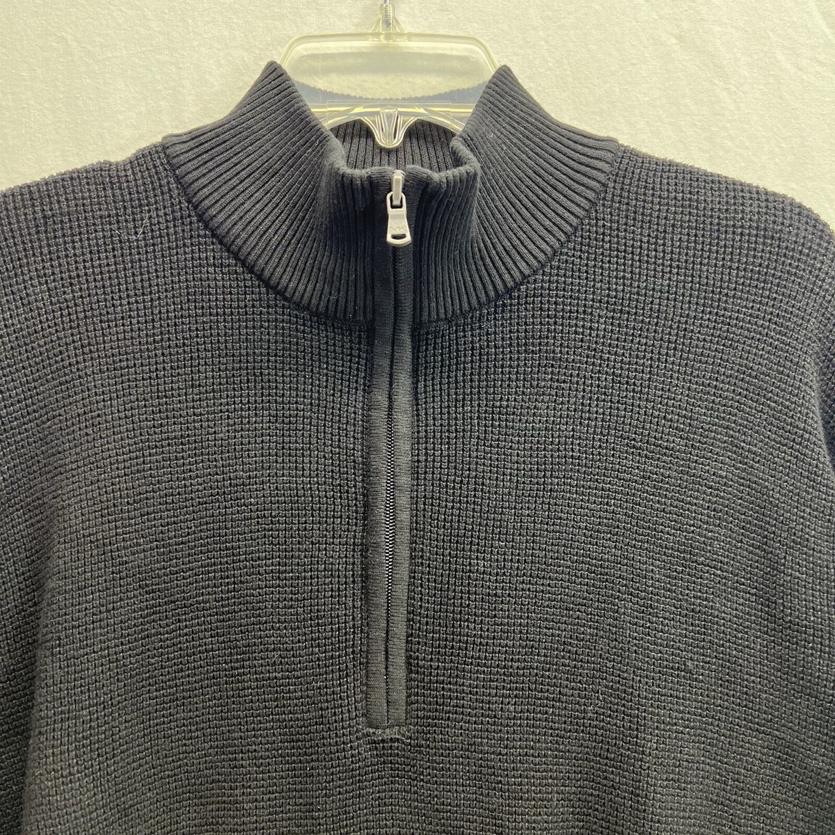 Michael Kors Quarter Zip Sweater Men XL Black Long Sleeve Mixed