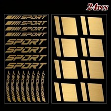 Adesivi Riflettenti Cerchi Auto Moto 24 Pezzi SPORT Oro Decorativi stickers