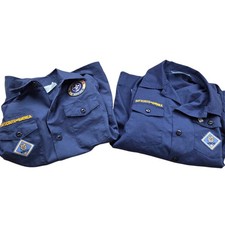 Lot Boy Scouts of America Uniform Shirt Youth Medium Blue Button Up Read