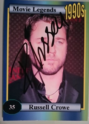 Autogrammkarte,,Russell Crowe-Gladiator,''1990,Org.Unterschrift,mit Zertifikat,