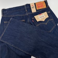 Levis 501 Original Mens Dark Indigo Straight Leg Button Fly Jeans 35x34 NEW