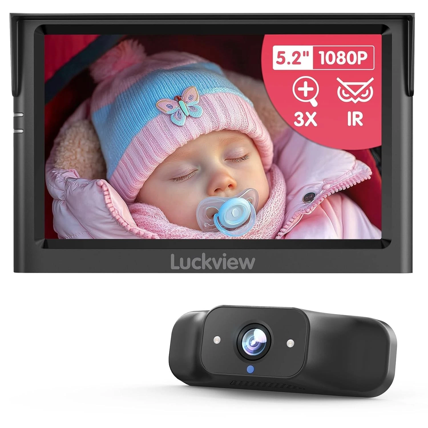 Baby Car Camera BM1 for Car Back Seat & Pet Monitoring, 5'' 1080P Night Vision