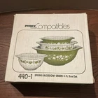 Vintage 1970's Pyrex Spring Blossom Green Mixing Bowl Set Compatibles 440-1