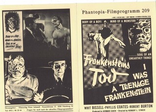 Frankensteins Tod Phantopia Filmprogramm 209 I was a Teenage Frankenstein