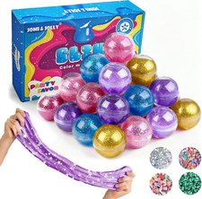 24 Pack Slime Valentines for Kids -No Messy Glitter Clear Slime Kit for Girls 8-