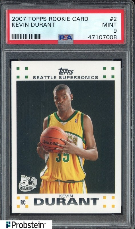 2007 Topps Rookie Card #2 Kevin Durant Supersonics RC Rookie PSA 9 MINT