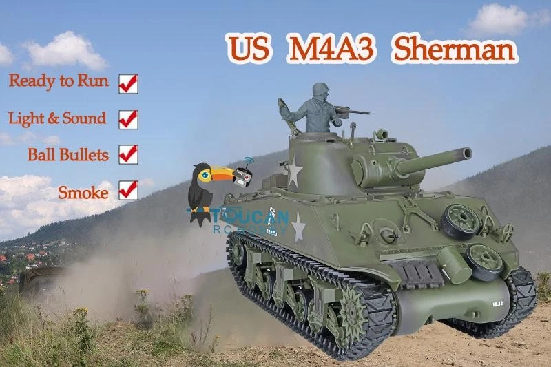 Henglong Radio Control Tank M4A3 Sherman 3898 RTR 1/16 Infrared BB Shoot Tank - Image 2 of 4