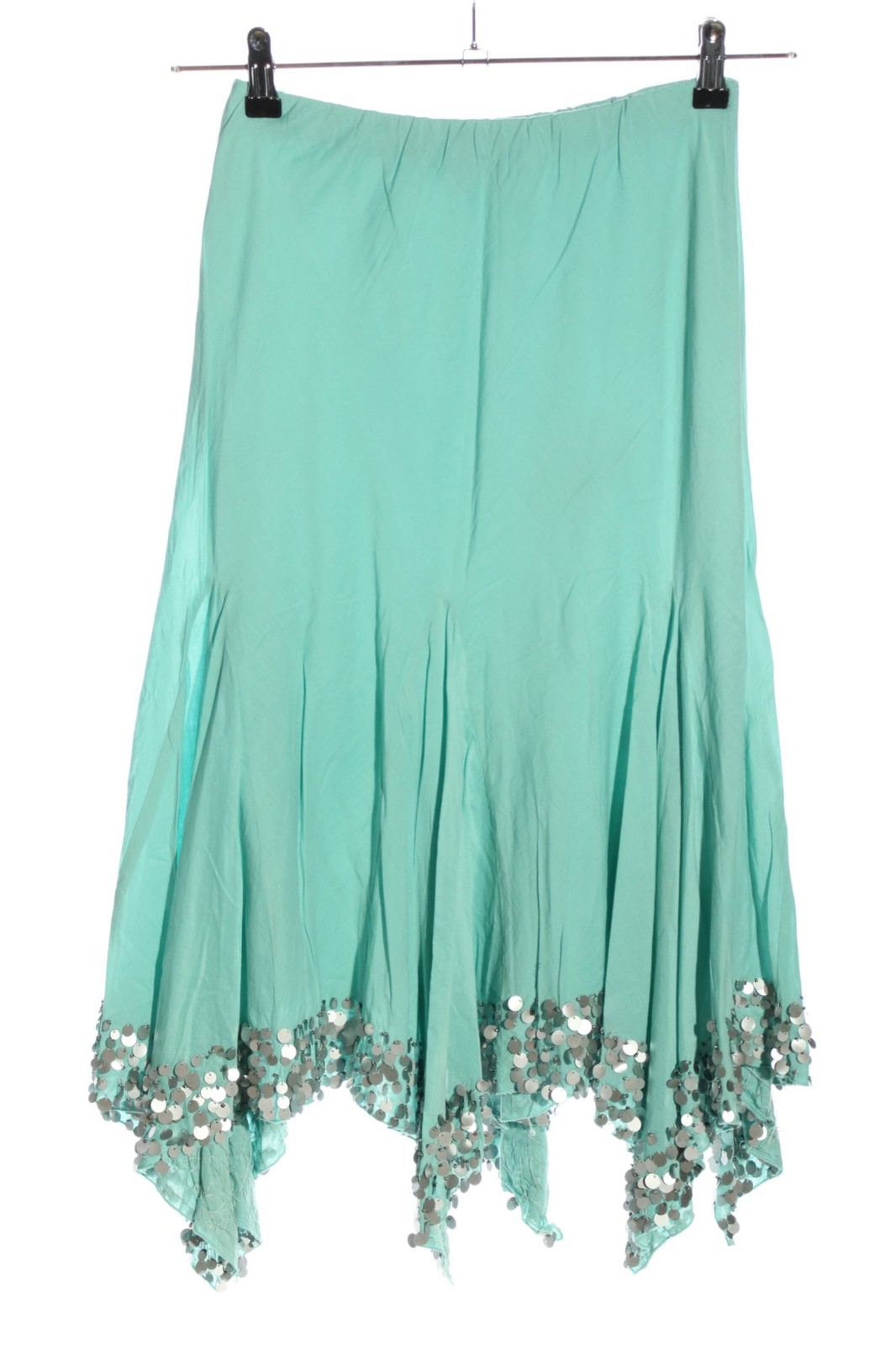 GERARD DAREL Glockenrock Damen Rock Gr. DE 34 türkis Glitzer-Optik