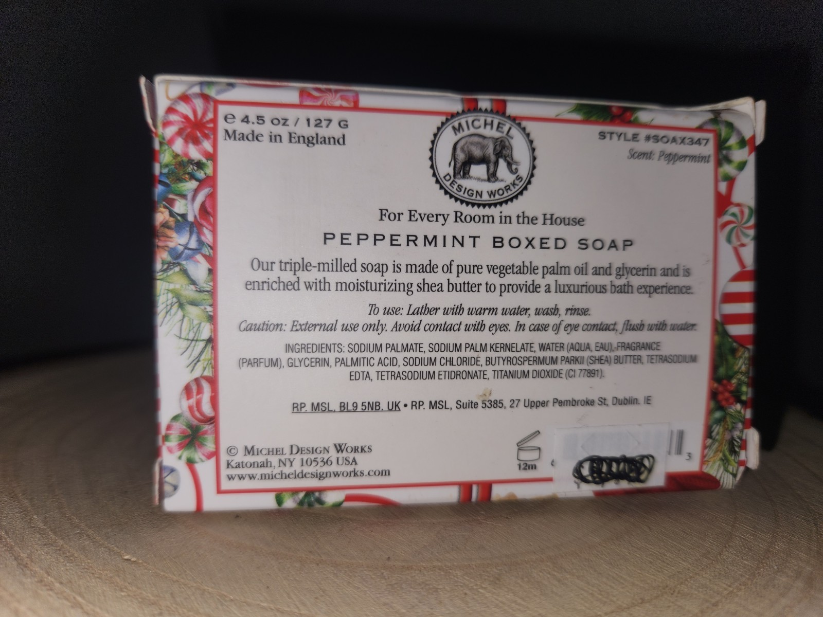 Michel Design Works Peppermint Shea Butter Soap Bar Made In England~4.5oz 