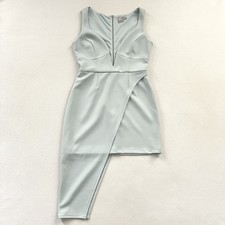 ASOS Women Pale Blue Sleeveless Deep V-neck Asymmetrical Hem Sheath Mini Dress 6