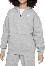 Nike Sportswear Club Fleece Big Kids' Full-Zip Hoodie Dark Grey - SZ - SMALL