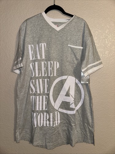 New Women’s Disney Marvel Avengers Sleep Shirt Long Heather Gray Size Small S