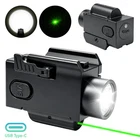 2000LM LED Mounted Light Green Laser Dot Sight USB 20mm Rail for G17 G19 Taurus