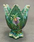 FENTON CARNIVAL LILY TWO WAY CANDLE HOLDER EMERALD GREEN VOTIVE CANDLE STICK